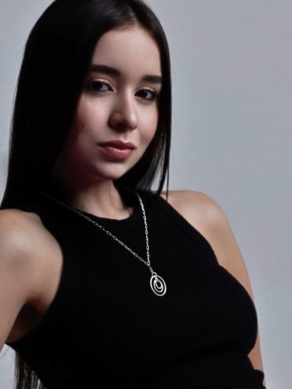Surgical Steel Multi-Ring Pendant Necklace